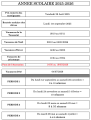 Périodes 2025-2026